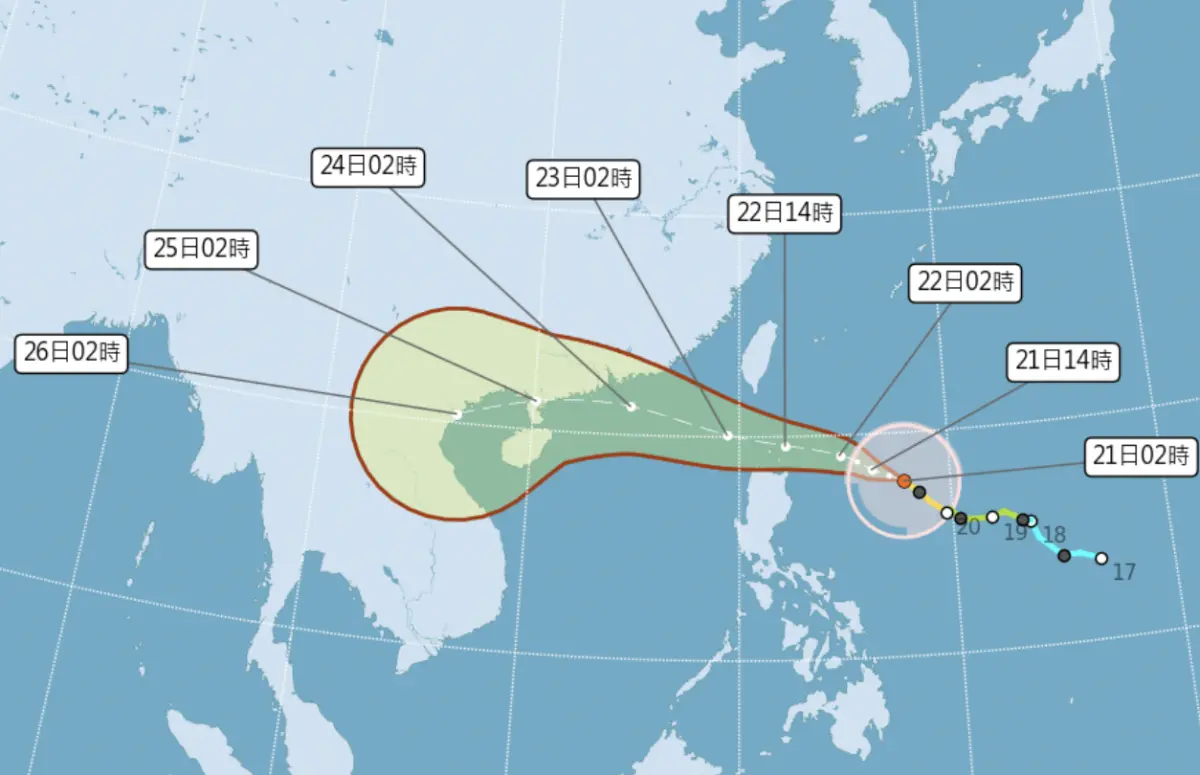 ▲颱風樺加沙已達中颱上限，最快今天就可能增強為強颱，氣象署將在上午8時30分發布海上颱風警報。（圖／中央氣象署cwa.gov.tw）