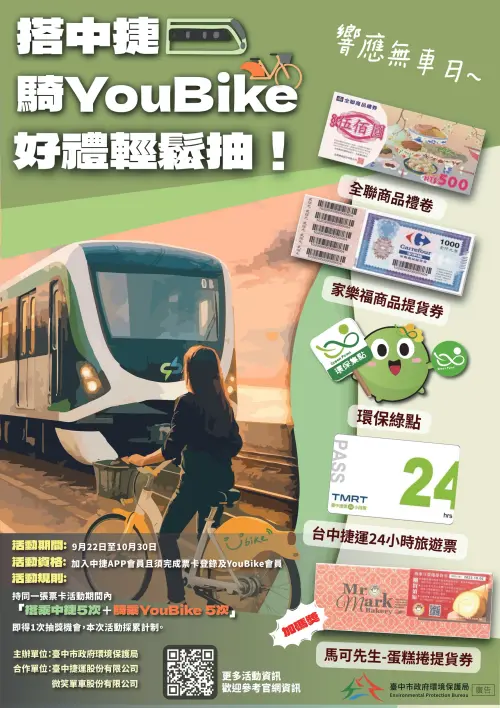 ▲台中市政府也響應無車日，推出抽獎活動。（圖／台中市政府提供）