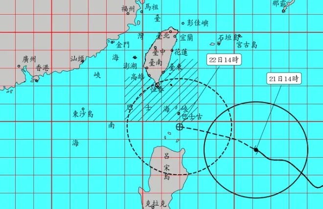 ▲樺加沙颱風轉為強颱，中央氣象署在下午5時30分發布陸上颱風警報。（圖／中央氣象署cwa,gov.tw）