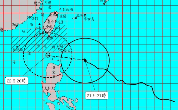 ▲樺加沙颱風已經增強為「強烈颱風」，今（21）日上午8時30分發布「海上警報」，「陸上警報」也在下午5時30分發布。（圖／中央氣象署cwa.gov.tw）
