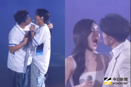 ▲利特和神童（左）馬上復刻阿崔和南珉貞的親親場景。（圖／記者張一笙攝）