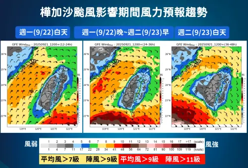 ▲今明兩天受到樺加沙颱風影響，台灣各沿海容易有較強陣風。（圖／中央氣象署cwa.gov.tw）