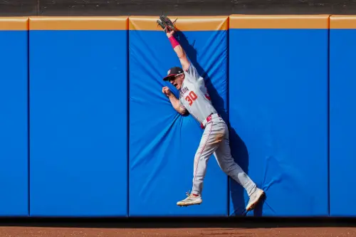 影／太扯！國民外野手楊恩「腳踢飛球」接殺美技後　又沒收全壘打
