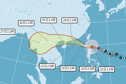 ▲樺加沙颱風今（22）日上午觸碰到恆春，代表樺加沙颱風已來到最接近台灣的時段，台灣本島風雨將逐漸加大。（圖／中央氣象署cwa.gov.tw）