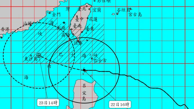 ▲樺加沙颱風今晚至明天上午影響台灣最劇烈，越晚風雨越大。（圖／中央氣象署cwa.gov.tw）
