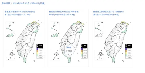 ▲明天清晨0時至上午6時，風力預測「新北濱海鄉鎮」平均風力達6至7級、陣風達9至10級，達停班課標準。（圖／中央氣象署cwa.gov.tw）