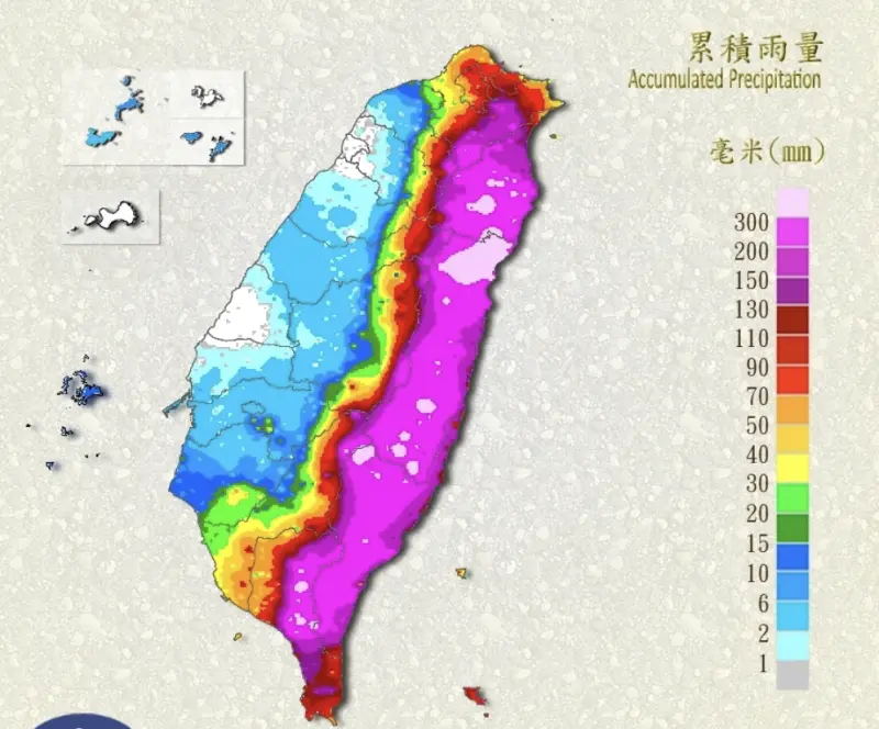 ▲樺加沙颱風持續以強颱之姿影響台灣，新北、宜花東、屏東已經出現相當可觀的雨量。（圖／中央氣象署cwa.gov.tw）