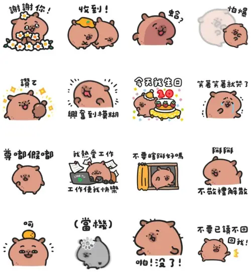 ▲LINE免費貼圖「LINE TV｜小水豚豆仔」。（圖／取自LINE）