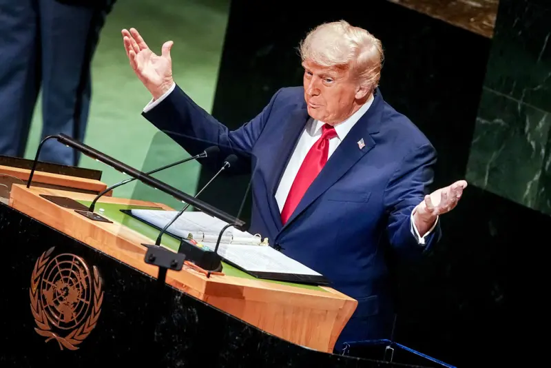 ▲美國總統川普（Donald Trump）23日在聯合國大會上發言。（圖／美聯社／達志影像）