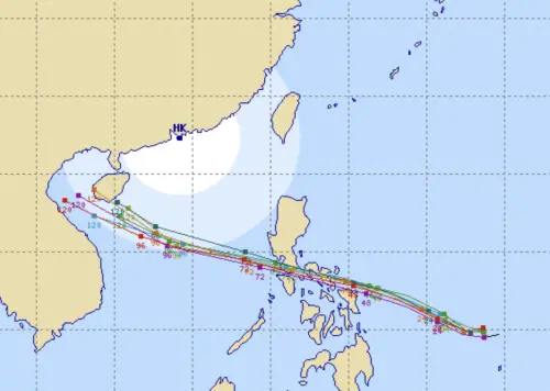 ▲各國預測路徑，博羅依颱風受較強的高壓影響，直穿菲律賓後前往南海，路徑距離台灣遙遠。（圖／翻攝Typhoon2000）