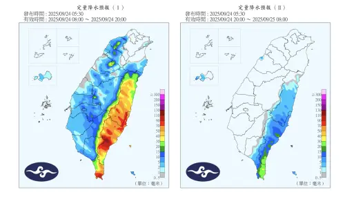 ▲花東、恆春半島、高屏山區，受到樺加沙颱風外圍影響，仍要注意豪大雨，明天才會趨緩。（圖／中央氣象署cwa.gov.tw）