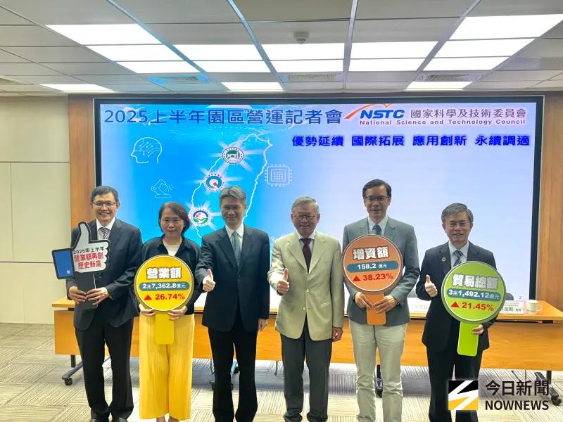 ▲國科會日前舉辦 「科學園區2025年上半年營運記者會」，示意圖。（記者李青縈／攝）