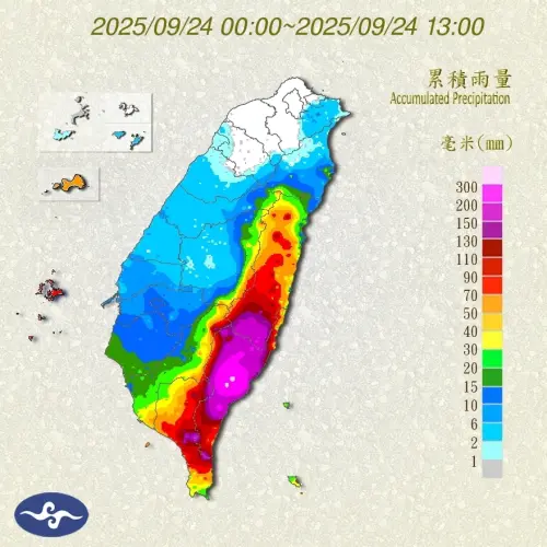 ▲樺加沙颱風遠離持續掃雨，今天截至下午1時，花蓮地區最多已累積212毫米的雨量。（圖／中央氣象署cwa.gov.tw）