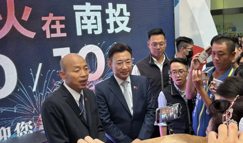    ▲韓國瑜表示自己與江啟臣各捐出一月所得給花蓮縣政府救災。（圖／記者顏幸如攝，2025.09.24）  