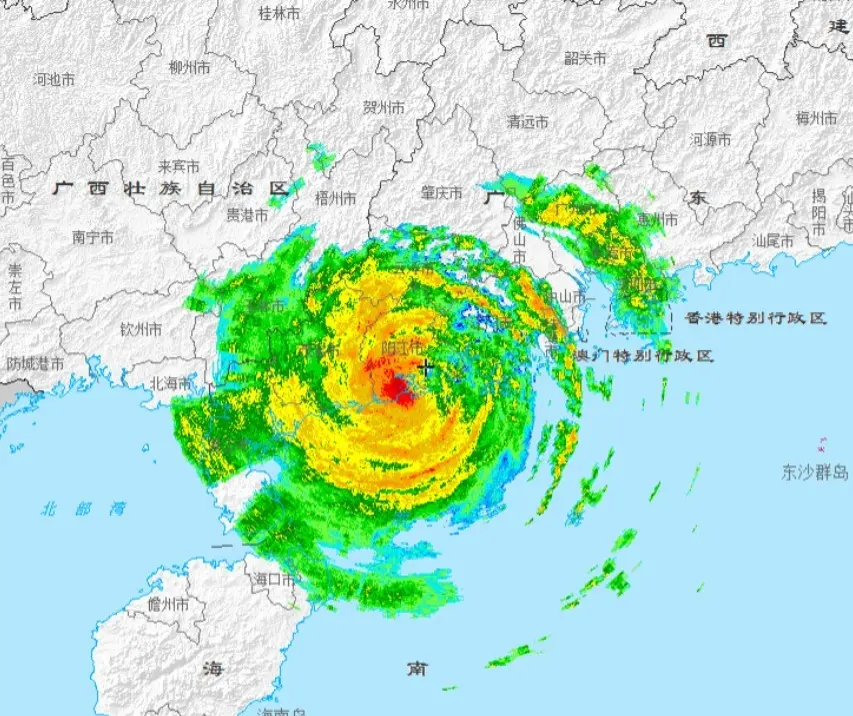 ▲樺加沙颱風24日下午17時左右登陸中國廣東省陽江海陵島一帶。（圖／翻攝自中國氣象局）