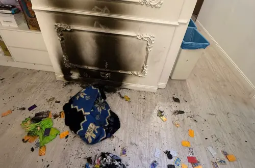 ▲貿易公司董事長何宗霖今（24）日清晨約四點半發現家中行動電源突然起火爆炸，險些釀成火災。（圖／何宗霖授權）