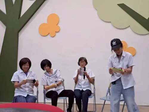 ▲ 忠義國小進行 反毒、網安、防詐校園社區宣導-行動劇表演。（圖／高市少年隊提供）