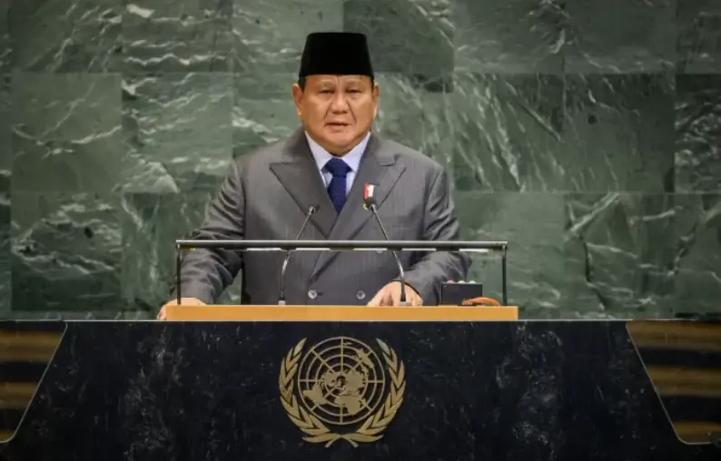 ▲印尼總統普拉伯沃（Prabowo Subianto）在聯合國大會發表演說，高調宣示願派遣兩萬維和部隊前往加沙。（圖／翻攝自Era Baru Media）