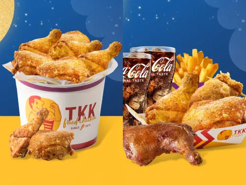 ▲頂呱呱中秋節優惠！左起：「8塊雞賞月桶」特價359元（原價500元）；「無敵賞月雙人餐」特價319元。（圖／頂呱呱提供）