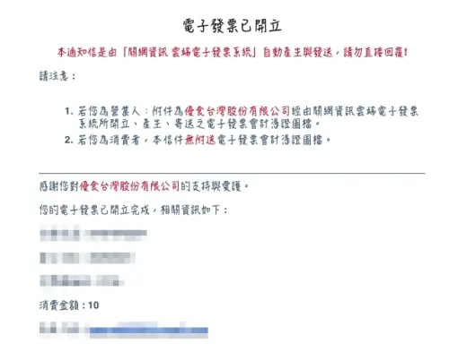 ▲有在叫外送的大家可以查看自己的信箱，是不是常常有這種電子發票開立，然而這些發票根本都不在自己雲端發票APP載具裡面？（圖/記者張嘉哲翻攝）