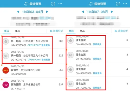 ▲記者實際設定載具歸戶之後，載具APP打開包括7-11會員發票、UberEats外送費的電子發票全部都一起納入了！（圖/記者張嘉哲合成）