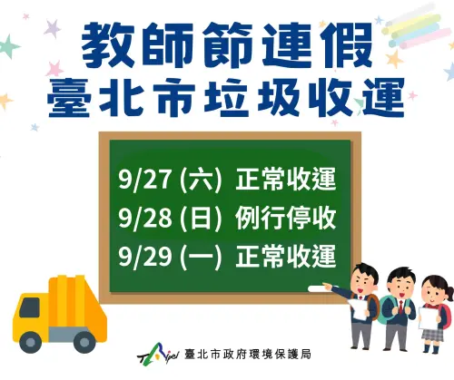 ▲台北市教師節連假垃圾清運情形。（圖／臺北市環保局臉書）