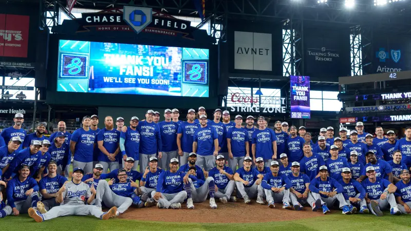 ▲道奇完成國聯西區四連霸，但主帥羅伯茲（Dave Roberts）坦言傷病與牛棚兩大危機仍未解除，連霸之路充滿挑戰。（圖／路透／達志影像）