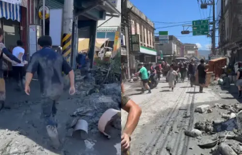 ▲嘻小瓜親自到花蓮救災！突被通知「水要來了」現場逃難影片全曝光。（圖／嘻小瓜Threads@kuakua_0629）