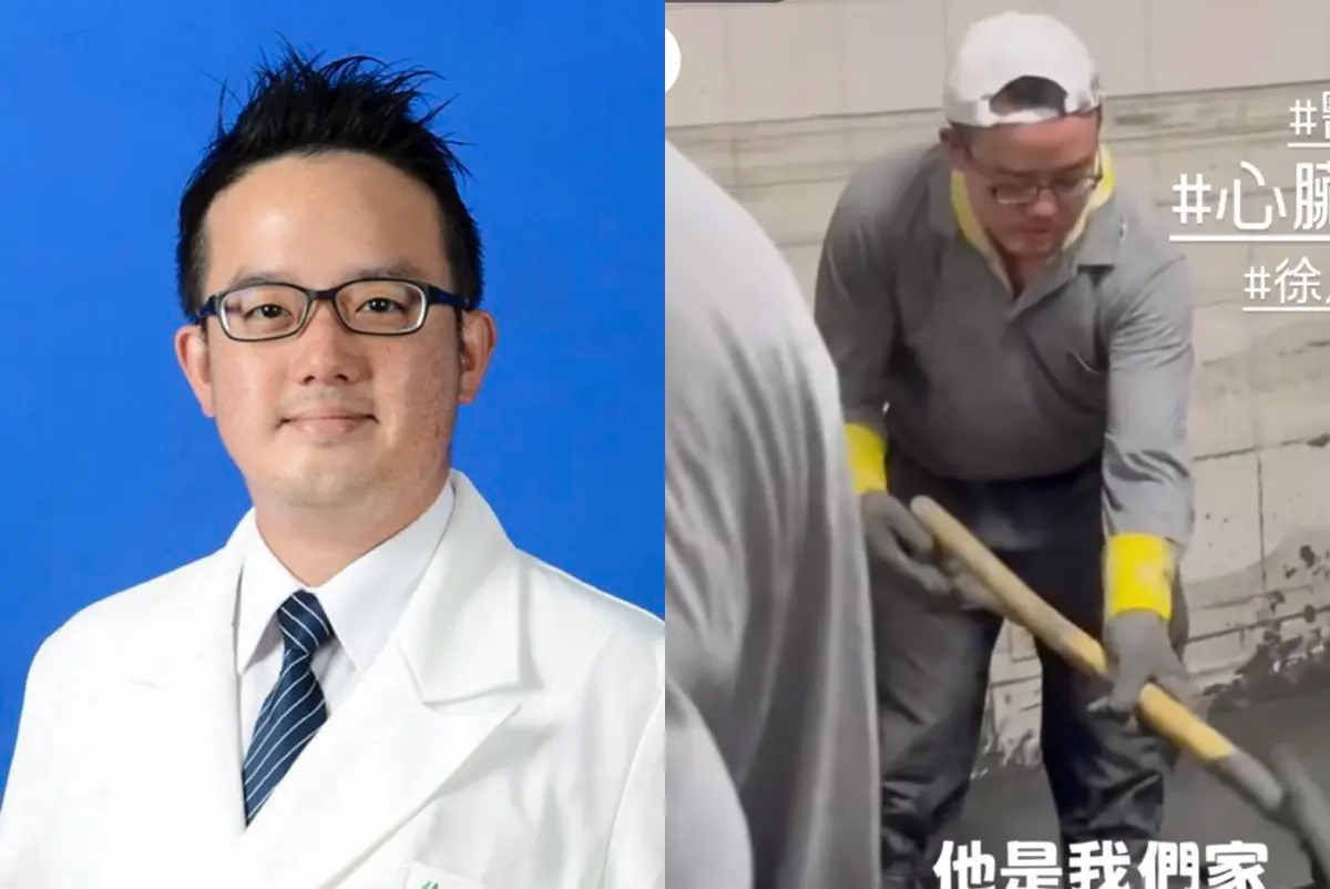 ▲台北慈濟醫院心臟血管外科主治醫師徐展陽與院內護理長等人，化身鏟子超人趕抵花蓮救災。（圖／翻攝台北慈濟醫院官網、林婷一下吧 icu護理師臉書）