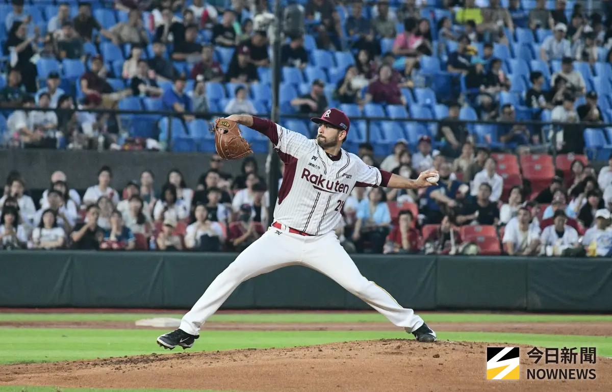 ▲樂天桃猿魔神樂扛下季後賽G1的重責大任，若能率隊擊退統一獅，將扳平局勢。（圖／記者林柏年攝,2025.09.29）