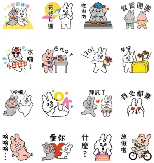 ▲LINE免費貼圖「兔子便利商店 【免費可愛中秋節貼圖】」。（圖／取自LINE）