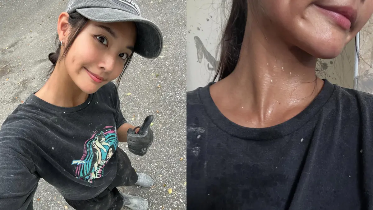 ▲網紅品子親自前往光復鄉救災，爆汗滿身泥的畫面流出，引來不少網友大讚「人美心也美」。（圖／翻攝自品子IG）