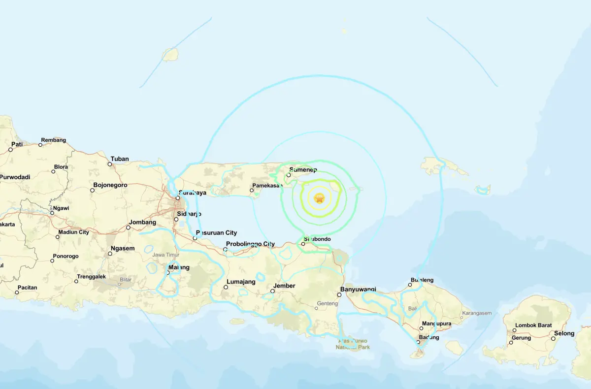 ▲印尼主要島嶼爪哇島（Java）外海也在當地時間晚上11點49分（台灣時間1日凌晨0點49分）發生規模6.0地震。目前暫無傳出傷亡消息。（圖／翻攝自USGS）