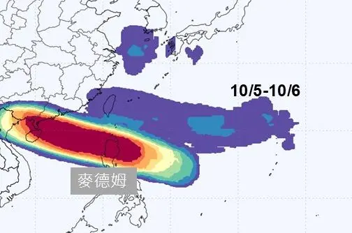 ▲麥德姆颱風將生成，中秋連假時，路徑往西進入南海；雙十連假前後，還有另一個颱風，路徑可能靠近台灣。（圖／賈新興提供）