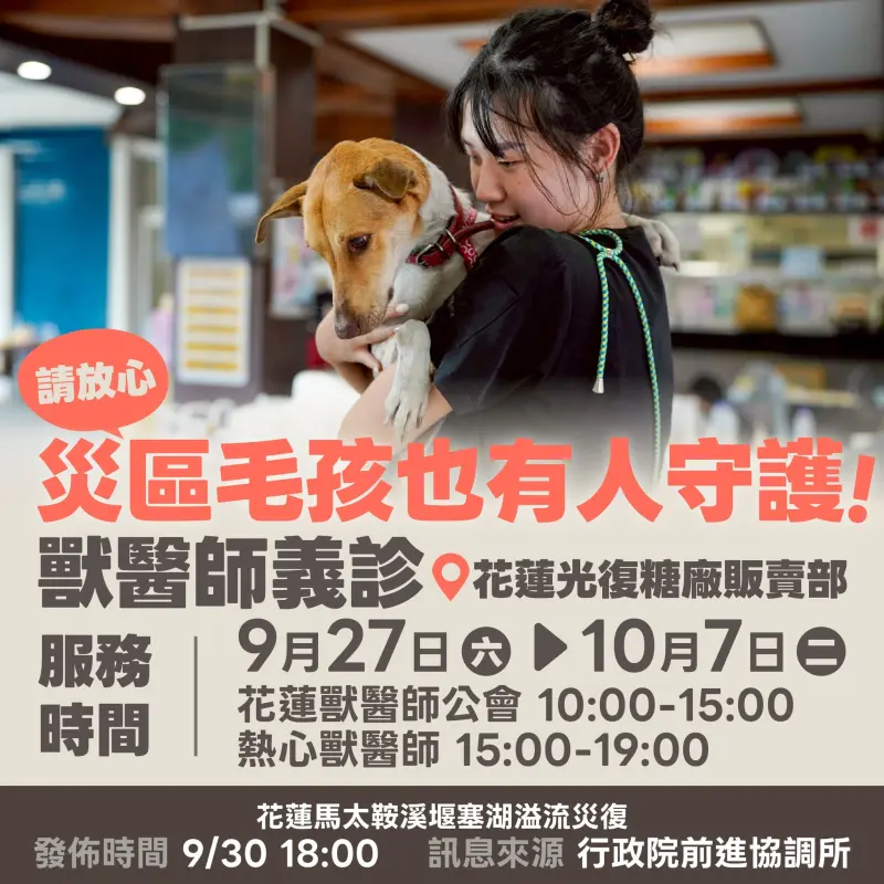 ▲獸醫師們進駐花蓮災區，輪班提供義診服務。（圖／經濟部）