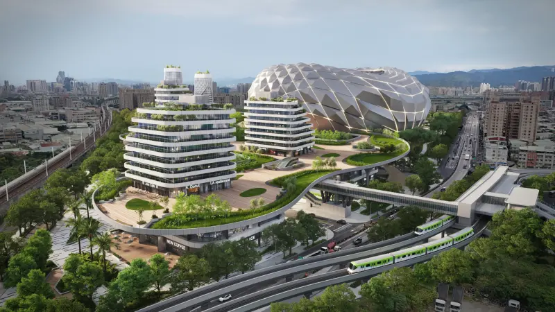 ▲新北大巨蛋有50%機率落腳「樹林機五」。戴德梁行董事總經理顏炳立直言，大巨蛋成功關鍵在消費人口。圖為樹林大巨蛋模擬示意圖。（圖／新北市政府提供）