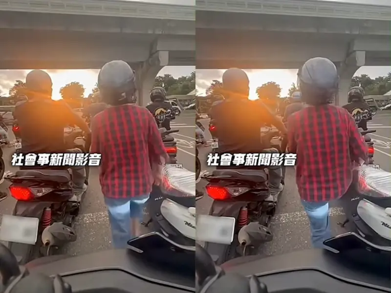 ▲高雄一名阿嬤利用停等紅燈時間，下車伸展筋骨大跳健康操。（圖／翻攝社會事新聞影音）