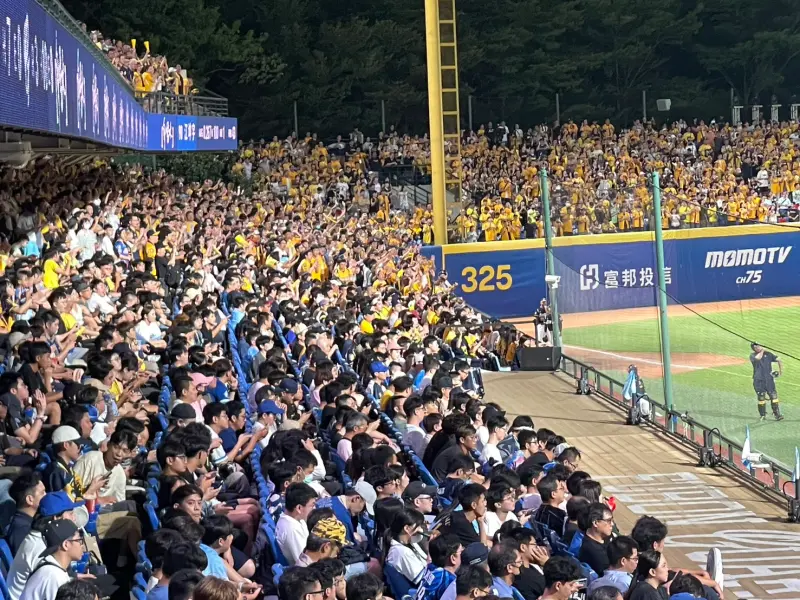 ▲中信兄弟今（1）日作客挑戰富邦悍將，兩隊球迷應援大比拚，新莊棒球場一片鬧哄哄，形成罕見的「應援聲大亂鬥」。（圖／記者林子翔攝）