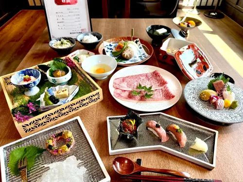 ▲東京米其林「壽喜燒割烹日山」在台提供和牛套餐饗宴。（圖／記者蕭涵云攝）