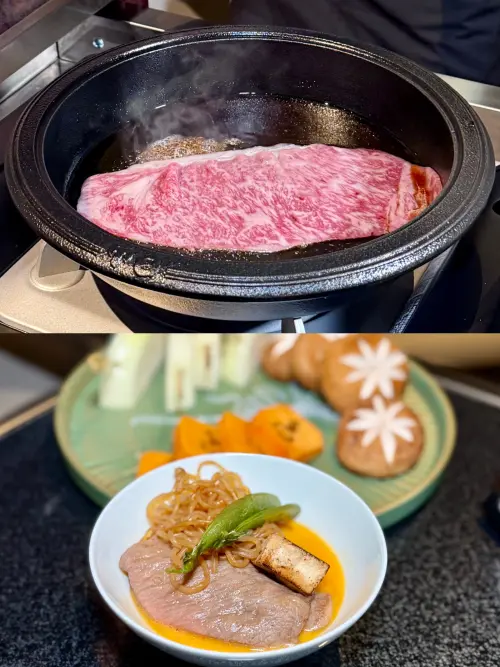 ▲「壽喜燒割烹日山」由專人桌邊服務。（圖／記者蕭涵云攝）