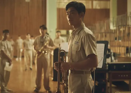 ▲牧森在《進行曲》實際學樂器演奏的苦功，和演技的表現都獲得肯定。（圖／金馬影展執委會提供）