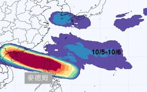 ▲麥德姆颱風路徑往西，對台影響小，下週菲律賓東方仍有熱帶系統發展機率，若增強成颱並靠近，將影響台灣雙十連假天氣。（圖／賈新興提供）