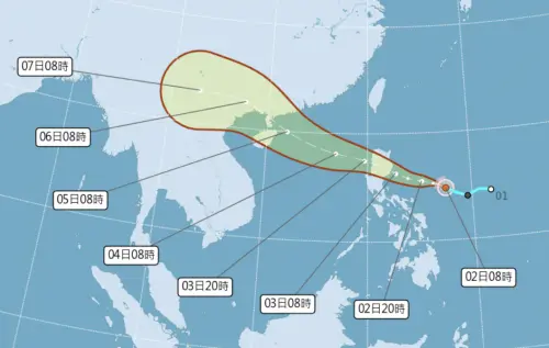 ▲麥德姆颱風路徑大方向朝西移動，明後天會通過呂宋島、進入南海，週日、下週一影響港澳、前往中國海南島。（圖／中央氣象署cwa.gov.tw）