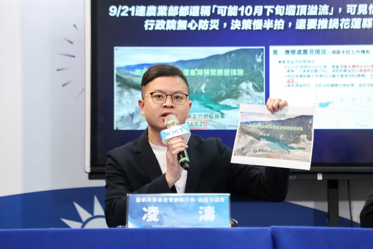 ▲國民黨前主席朱立倫嫡系子弟兵、桃園市議員凌濤再喊話，台灣需要9千億軍購。（圖／國民黨提供）