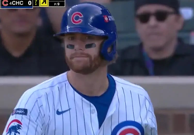 ▲小熊凱利（Carson Kelly）被米勒飆出史上最速直球三振，瞪大眼不敢置信的謎因表情，也登上全美熱搜。（圖／MLB官方粉絲團）