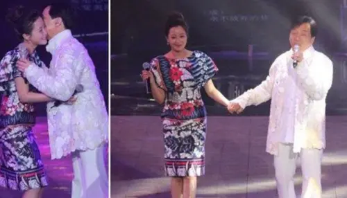 ▲成龍當眾親金喜善　臉頰一吻也被罵（圖／翻攝自每日頭條）