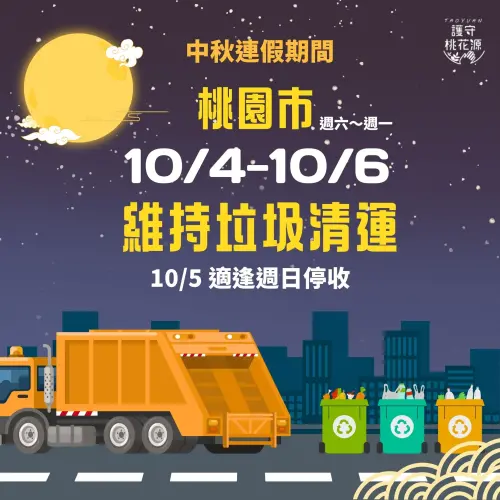 ▲桃園市中秋節3天連假，只有10/5星期天適逢清潔隊例休，沒有收垃圾。（圖／桃園市環保局提供）
