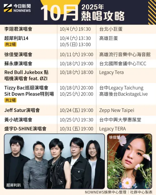 ▲ 十月熱唱攻略。（圖/Nownews社群中心製圖）