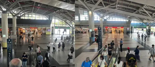 ▲第一眼能夠認出誰是台南高鐵站嗎？近日有網友熱烈討論高鐵台南站（左）以及嘉義站（右）完全長一模一樣，根本是平行時空，掀起話題。（圖/Threads）