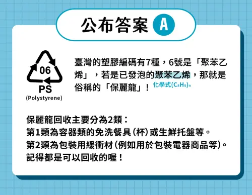 ▲保麗龍是已發泡的聚苯乙烯，分類屬於6號塑膠，通常用來製作免洗餐具，或當作包裝緩衝材料，但保麗龍具有不易被分解的特性，所以一定得進行回收處理。（圖／環境部提供）
